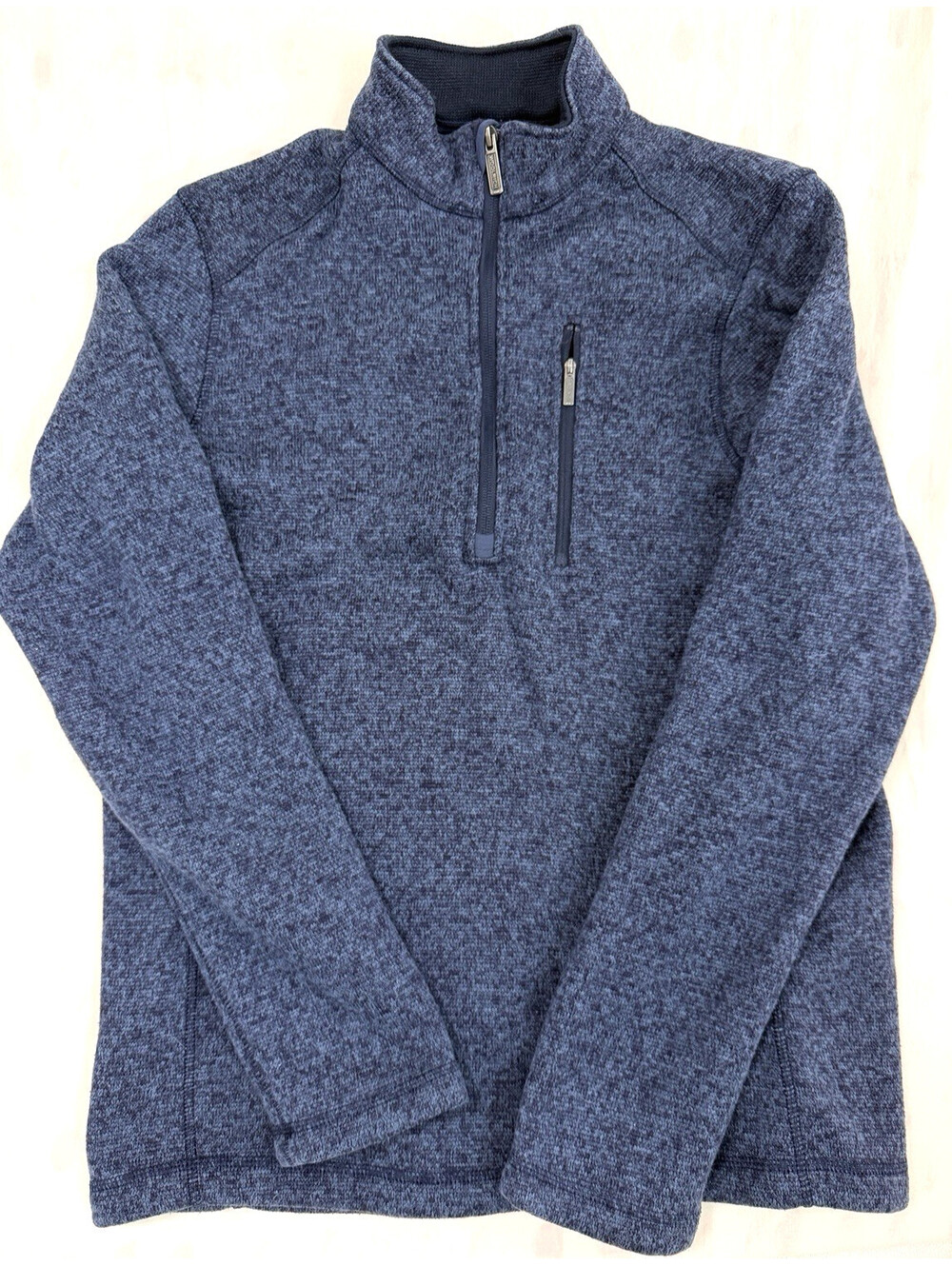 Woolrich Sweater Mens M Blue Heathered Zipped Pocket Quarter Zip Pullover